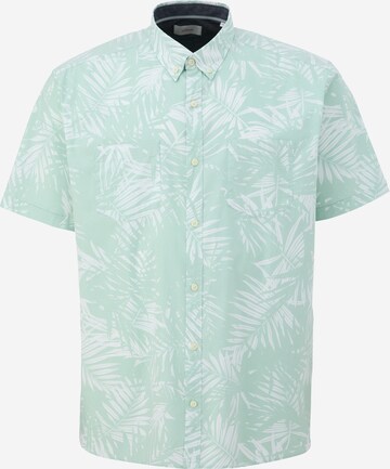 s.Oliver Men Big Sizes Slim fit Button Up Shirt in Green: front