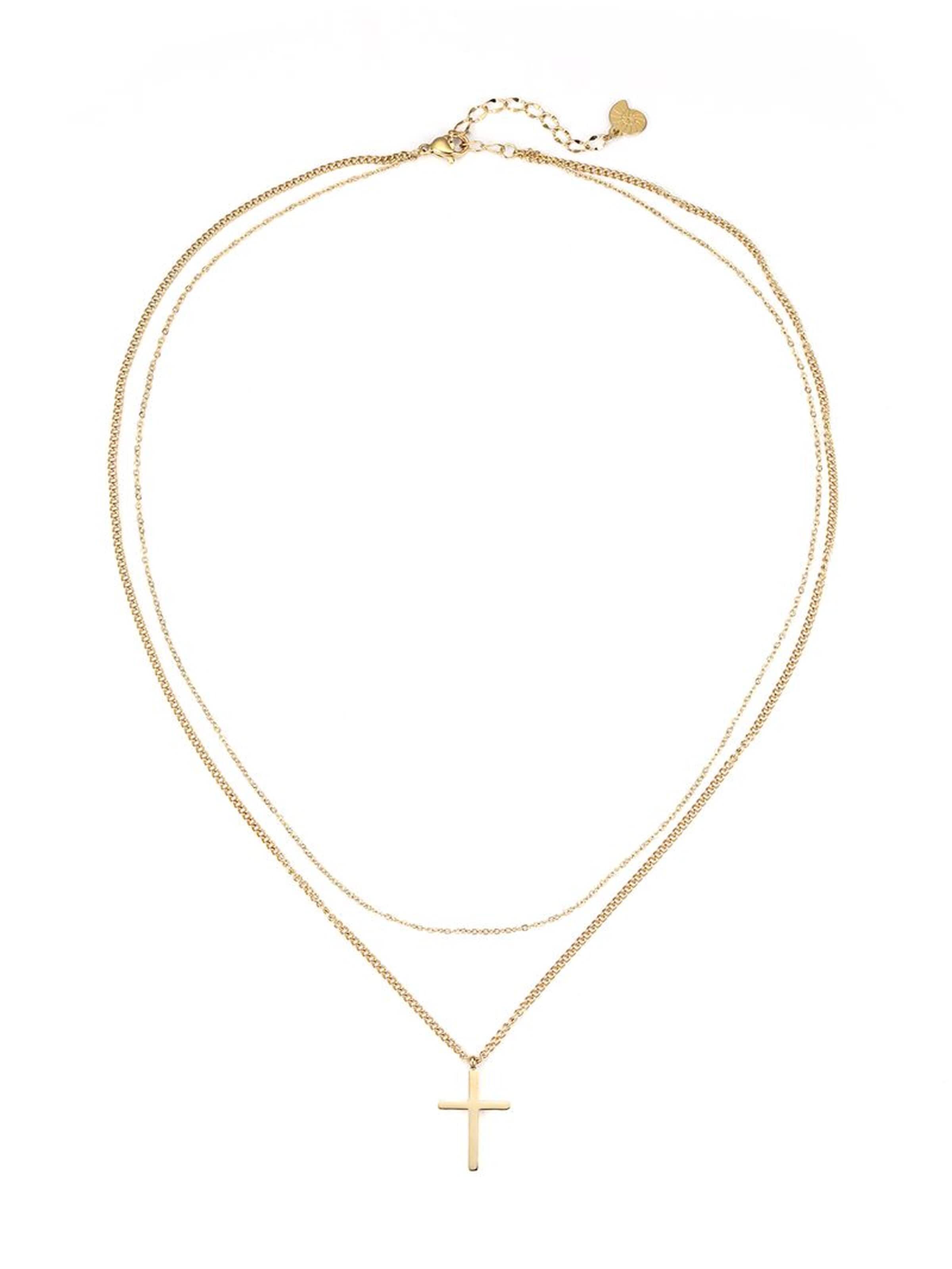 Hey Happiness Necklace 'Valor Cross' in Gold: front