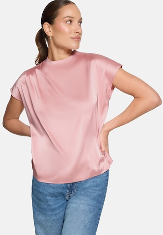 zero Satin-Bluse mit Kragen in Pink: Vorderseite