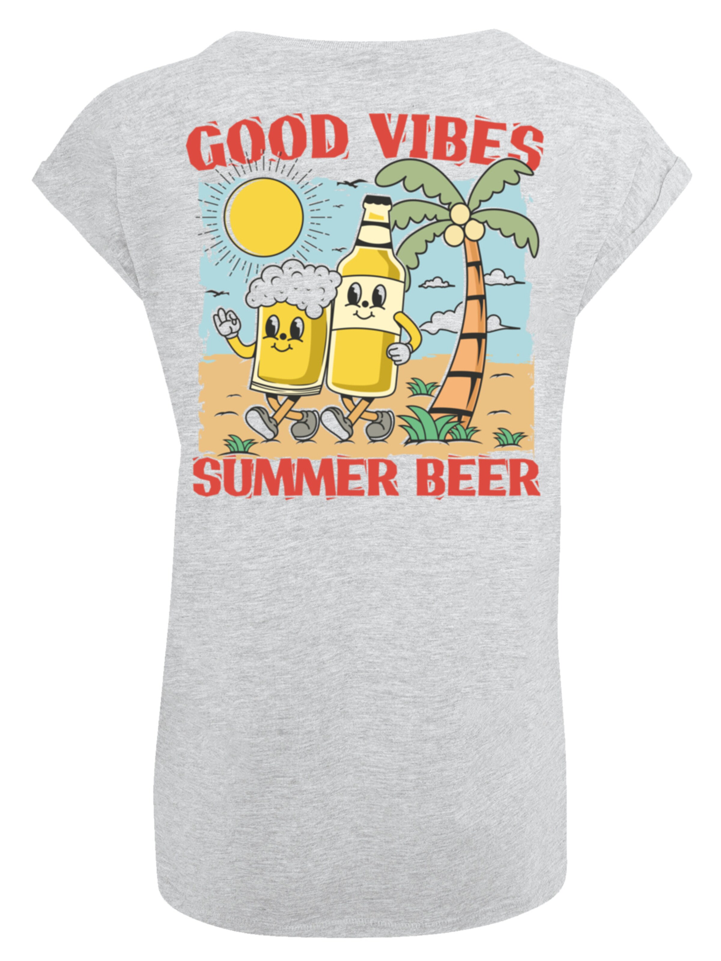 F4NT4STIC Shirt 'Summer Time Vintage Beer Cartoon' in Grijs: voorkant