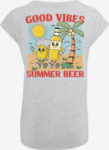 F4NT4STIC Shirt 'Summer Time Vintage Beer Cartoon' in Grijs: voorkant
