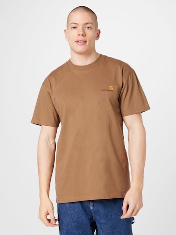 T-Shirt 'American Script' Carhartt WIP en marron : devant