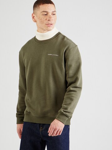 Tommy Jeans Sweatshirt 'LINEAR' in Groen: voorkant