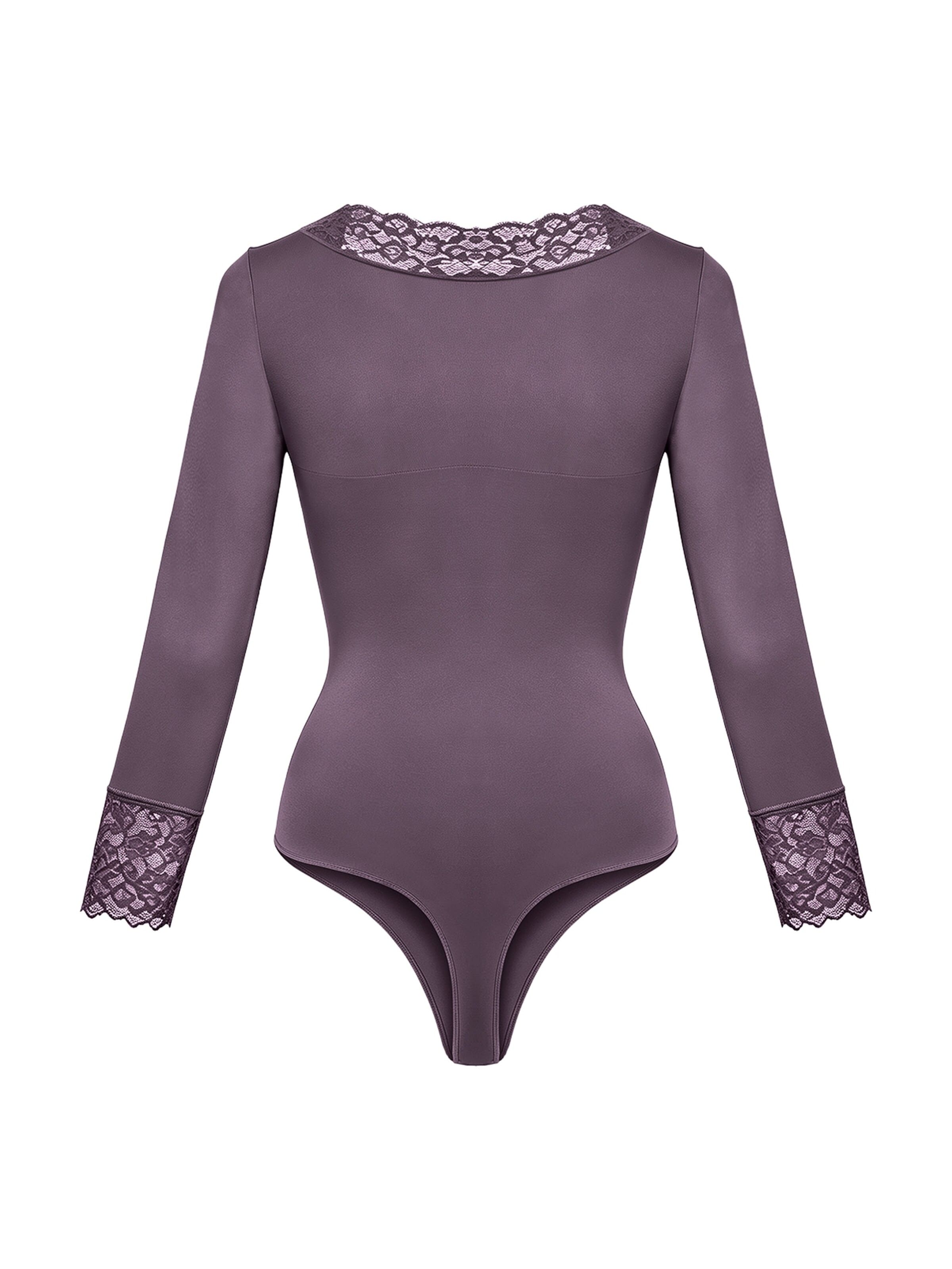Body modelant 'Clean Longsleeve V-Neck with Lace Sculpting Bodysuit with String' cfab en violet