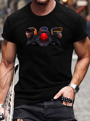 RMK Shirt 'kurzarm Affe' in Black