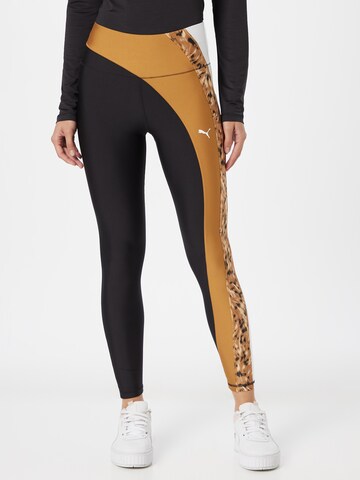 PUMA Skinny Workout Pants in Black: front