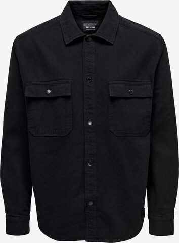Only & Sons Comfort fit Koszula 'Team' w kolorze czarny: przód