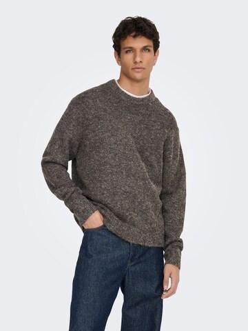 Only & Sons Sweater 'ONSHale' in Brown: front