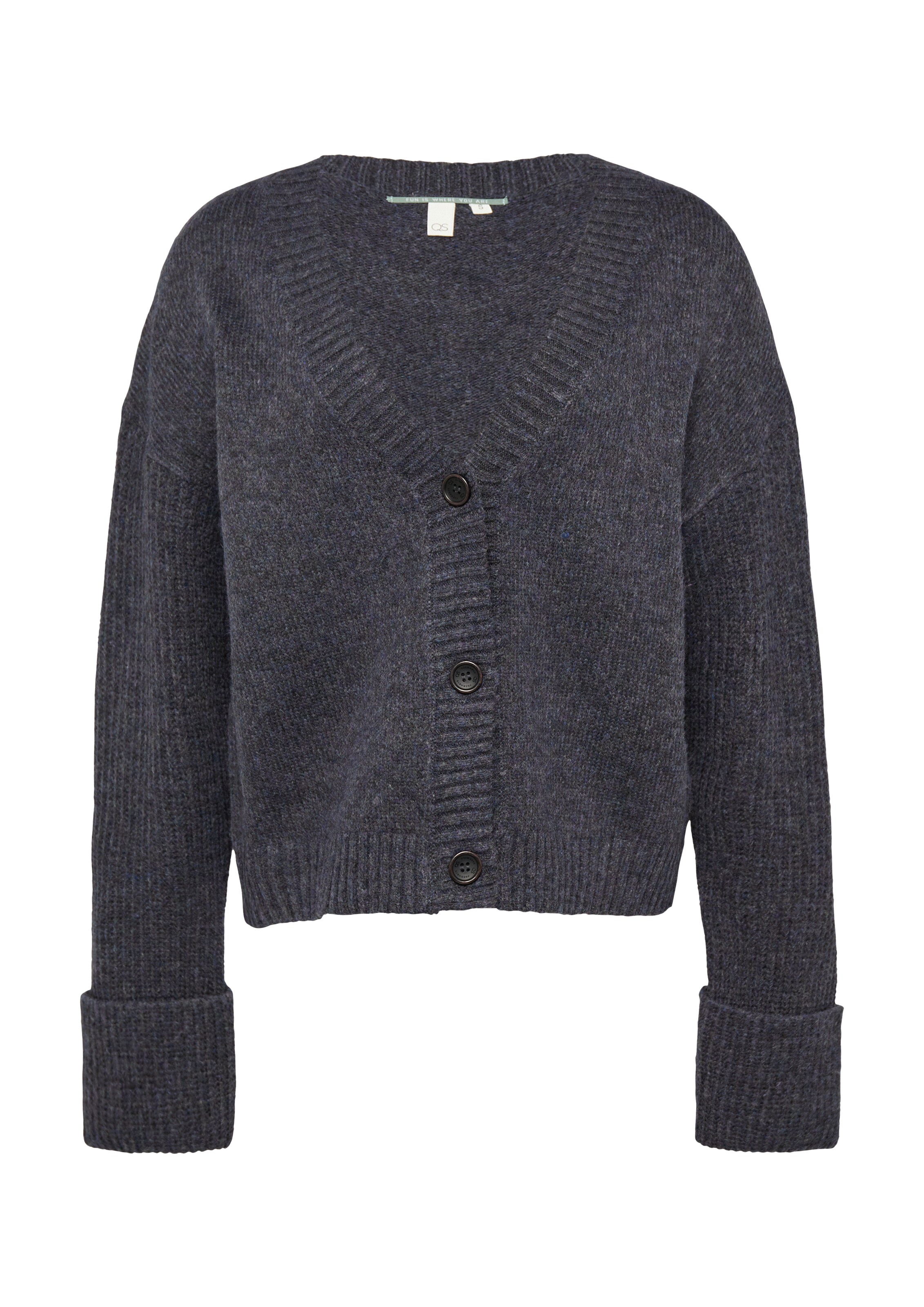 QS Gebreid vest in Zwart: voorkant