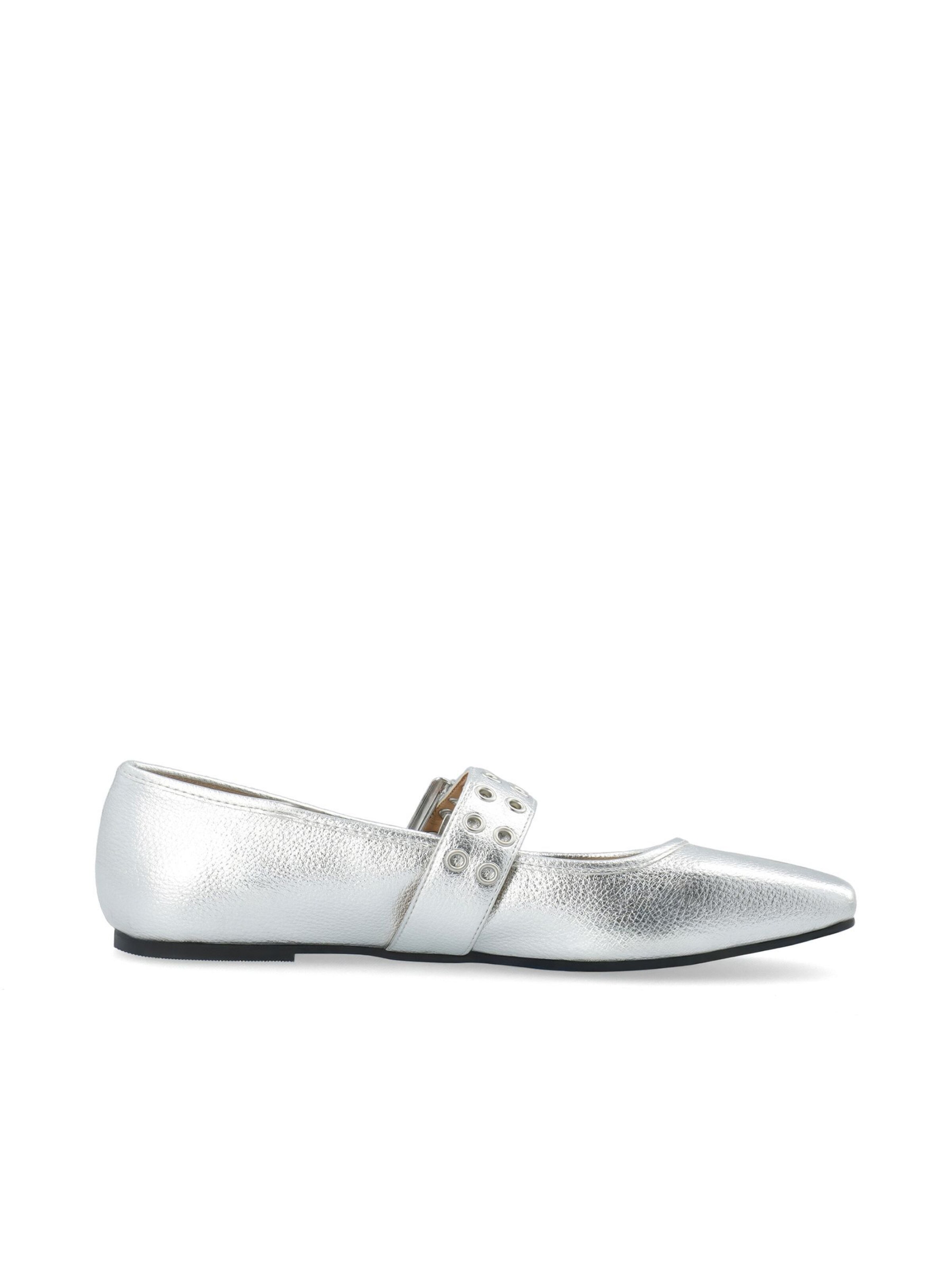 Bianco Ballerinasko med rem 'ROSE ' i sølv