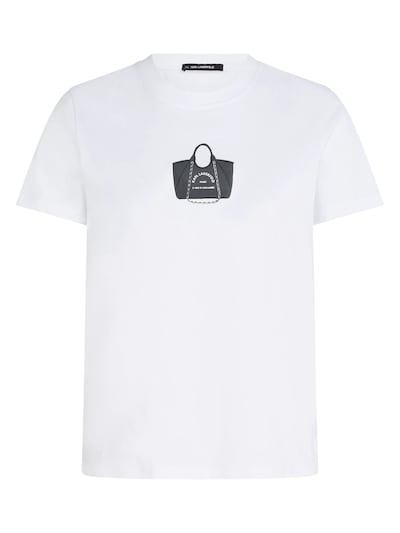 Tricou pe L Karl Lagerfeld pe gri metalic / alb, Vizualizare produs
