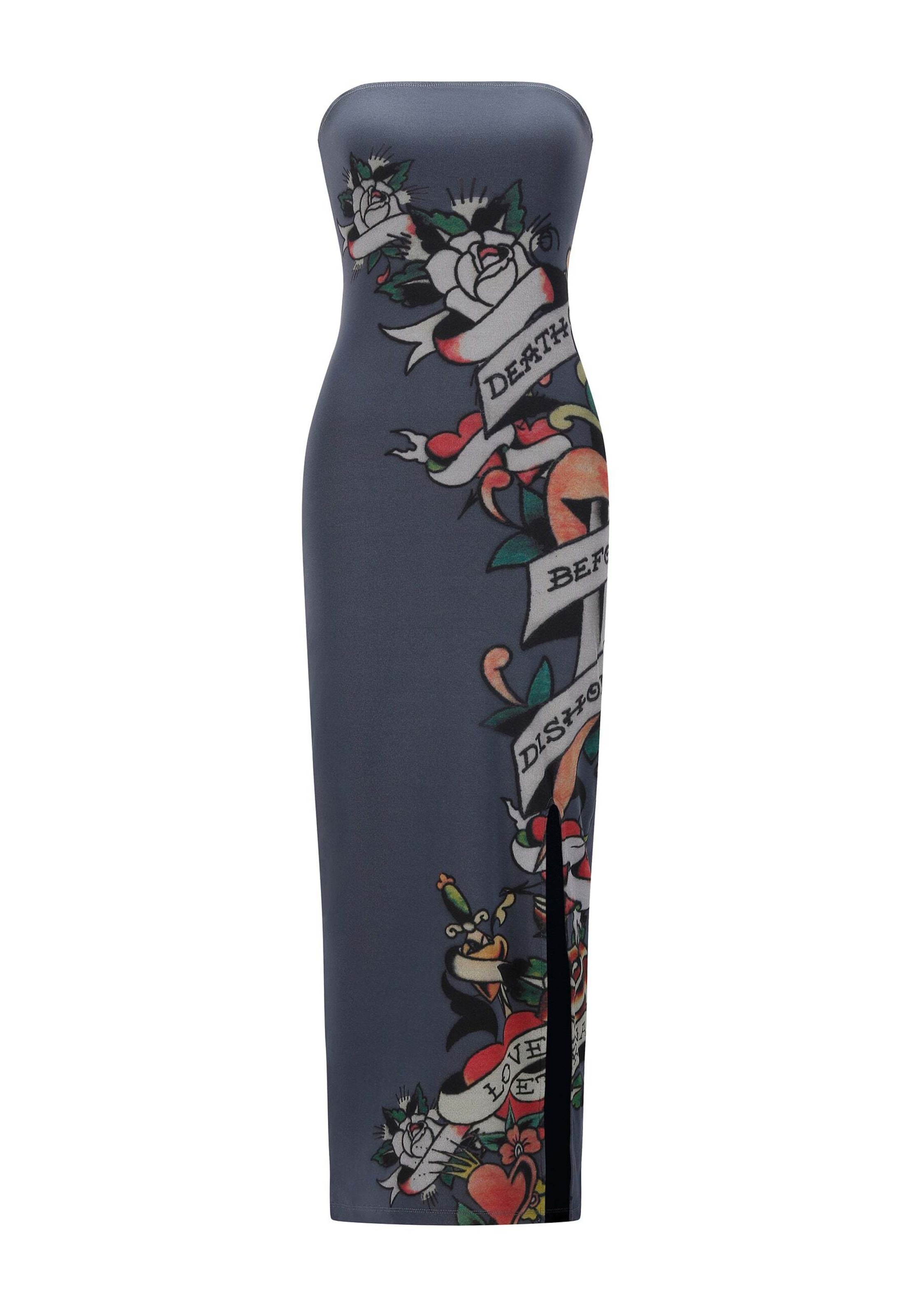 Ed Hardy Jurk in Grijs: voorkant