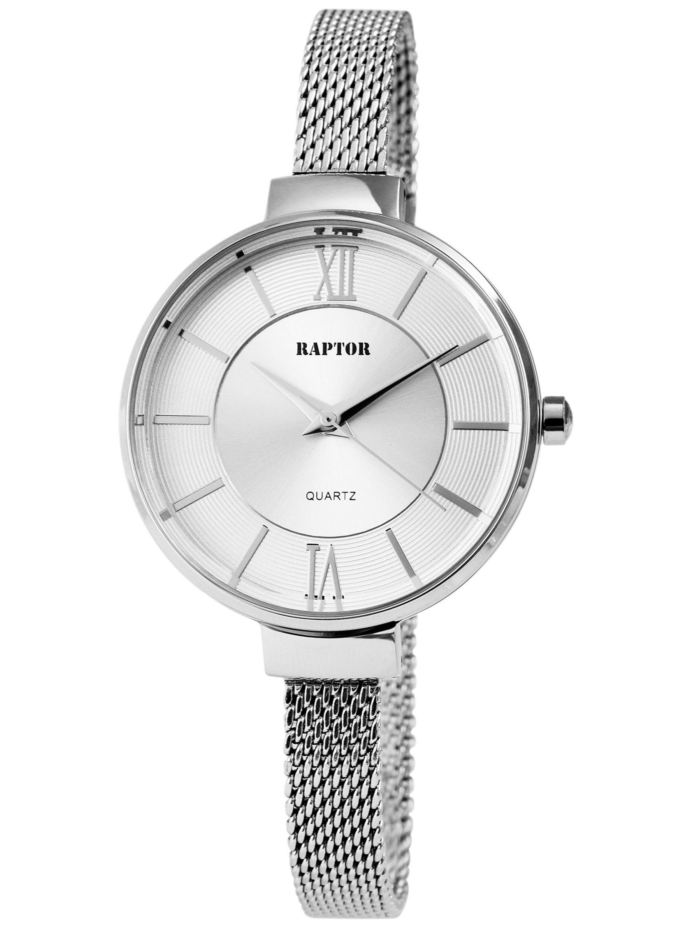 Raptor Analog Watch 'Slight, Mineralglas' in Silver: front