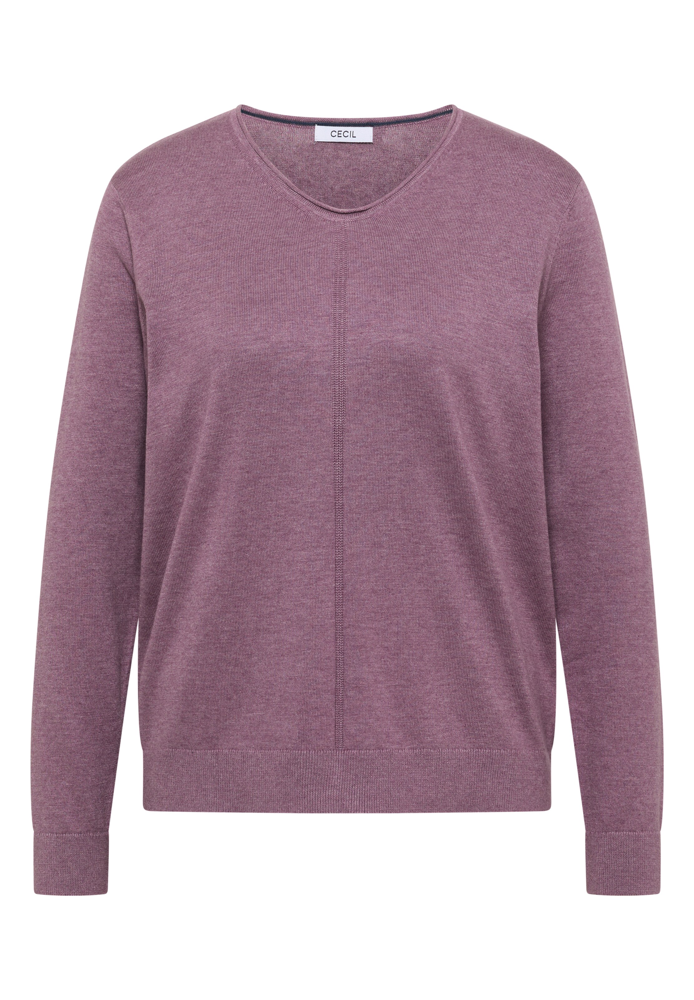 CECIL Basic Pullover mit V-Neck in Unifarbe in L in beere, Produktansicht