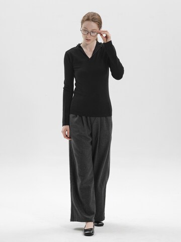 TorWeit Knitted Top 'Black Hooded Knit Top' in Black
