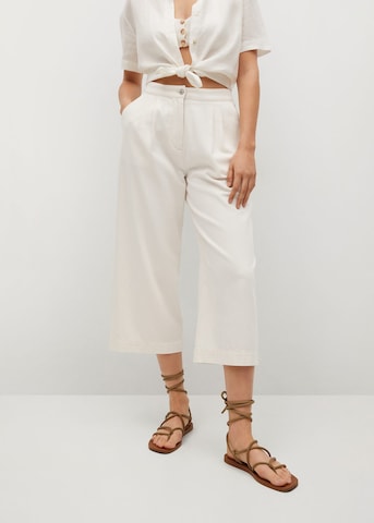 Wide leg Pantaloni 'Rustic' de la MANGO pe bej