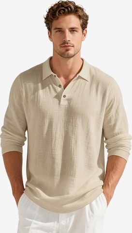 KoJooin Shirt 'Herren Langarm Polo-Shirt – Lockerer Schnitt, Komfortabler Casual-Look' in Beige: front