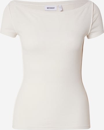 WEEKDAY Μπλουζάκι 'Brita' σε λευκό: μπροστά