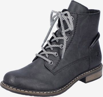 Rieker Lace-Up Ankle Boots in Black: front