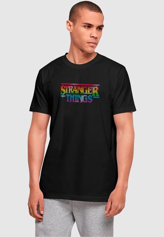 ABSOLUTE CULT Shirt 'Stranger Things - Rainbow' in Black: front