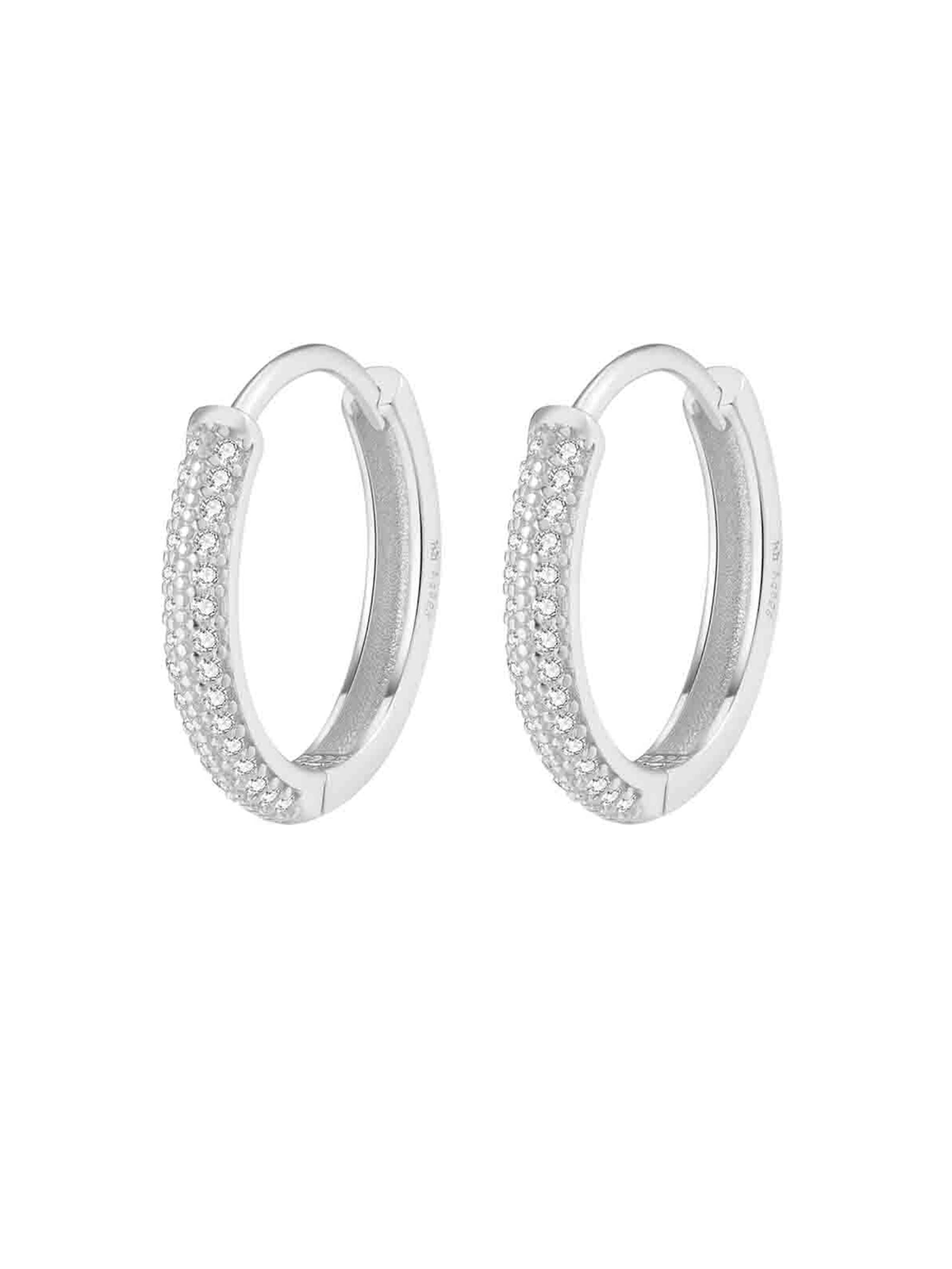 Hey Happiness Earrings 'Clear Duo' in Silver: front