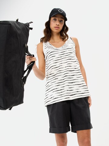 CAMEL ACTIVE Leichtes Baumwoll-Top mit Streifenmuster in Weiß