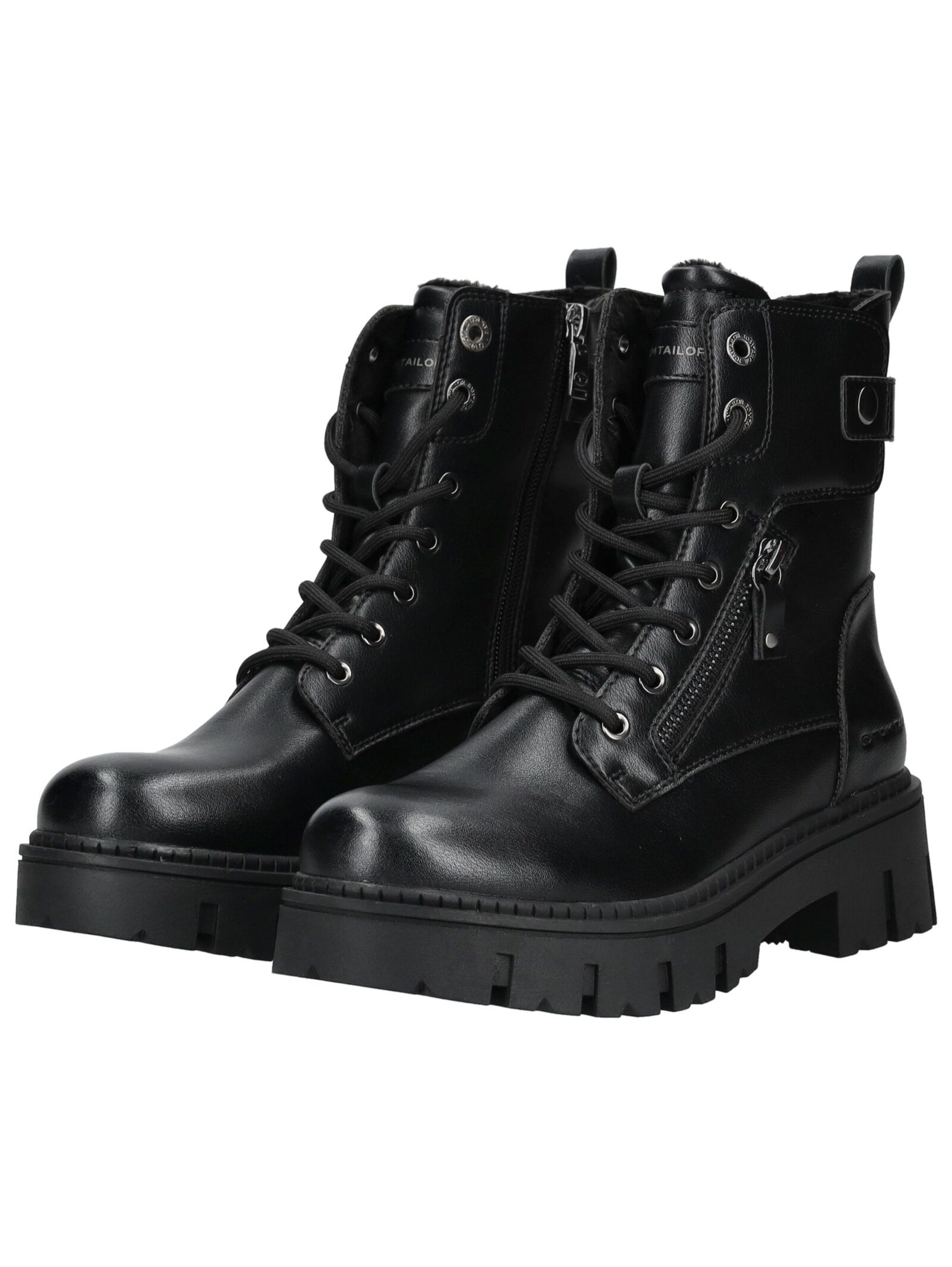 TOM TAILOR Lace-up bootie in Black