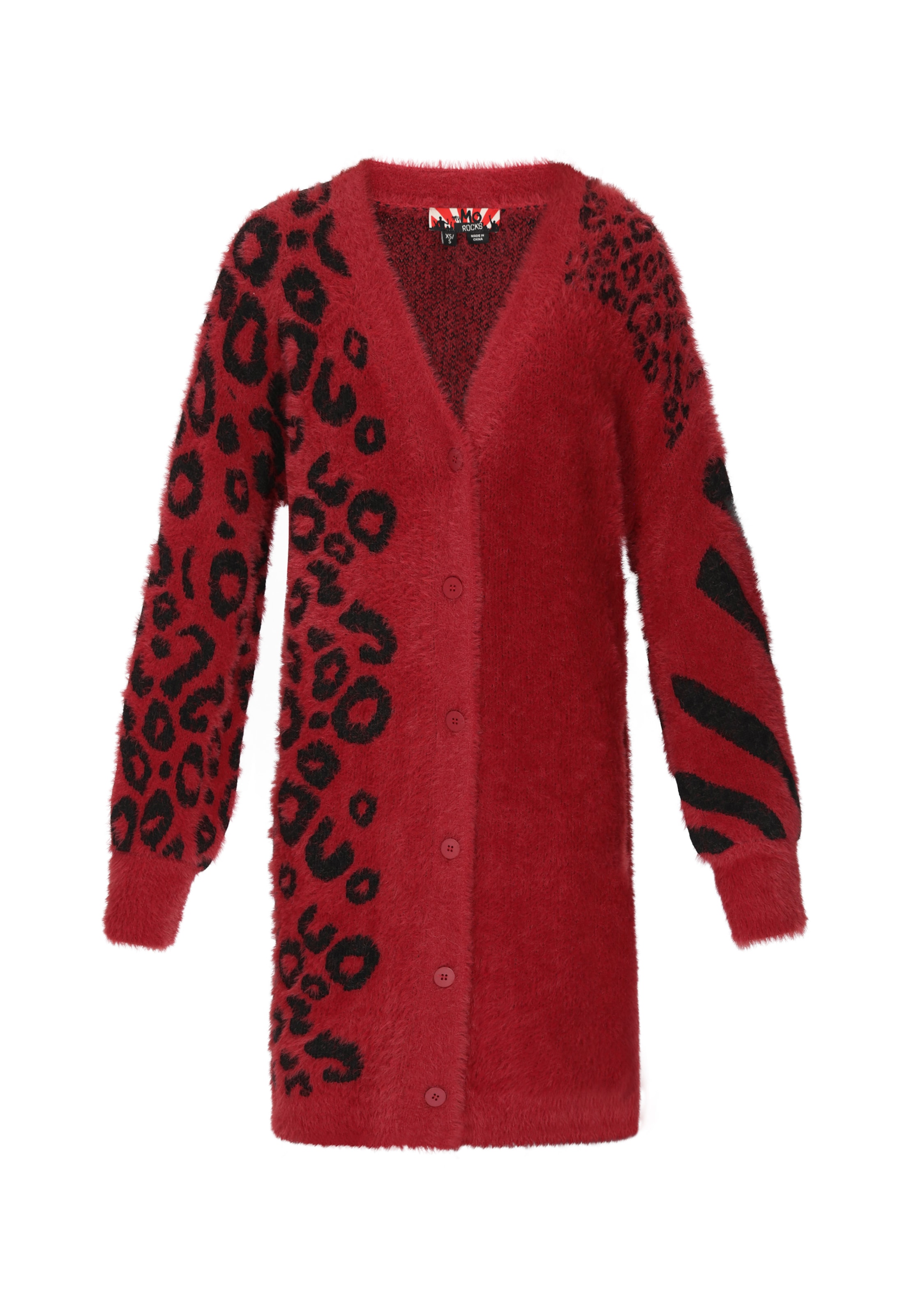 myMo ROCKS Πλεκτή ζακέτα σε κόκκινο: μπροστά