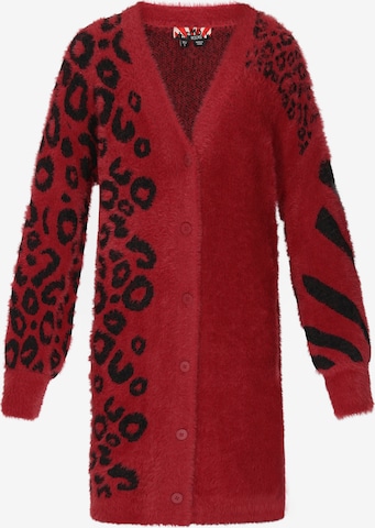 myMo ROCKS Πλεκτή ζακέτα σε κόκκινο: μπροστά