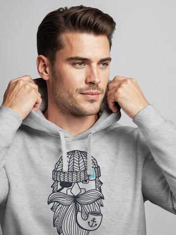 Neverless Sweatshirt 'Sailor Captain mit Pfeife' in Grey