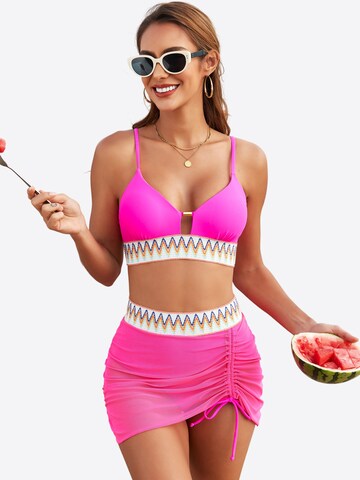 Magicshe Push-up Bikini 'Push Up Bikini Set mit hoher Taille'‌‌‌ in Pink