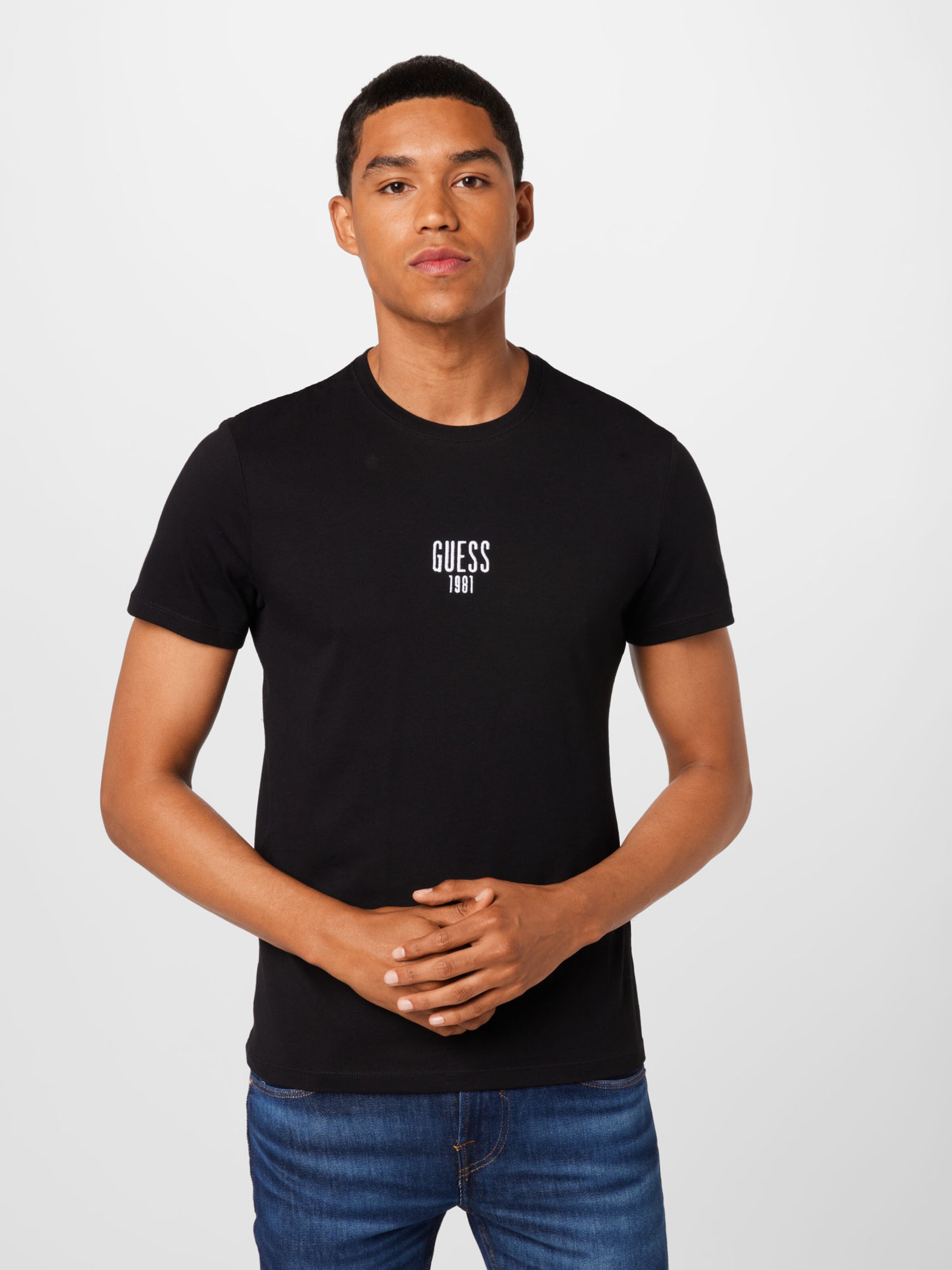 Männer Shirts GUESS T-Shirt 'GLORY' in Schwarz - ET58453 Männer Shirts GUESS T-Shirt 'GLORY' in Schwarz - ET58453