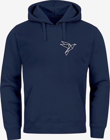 Neverless Sweatshirt 'Origami Vogel' in Blue: front