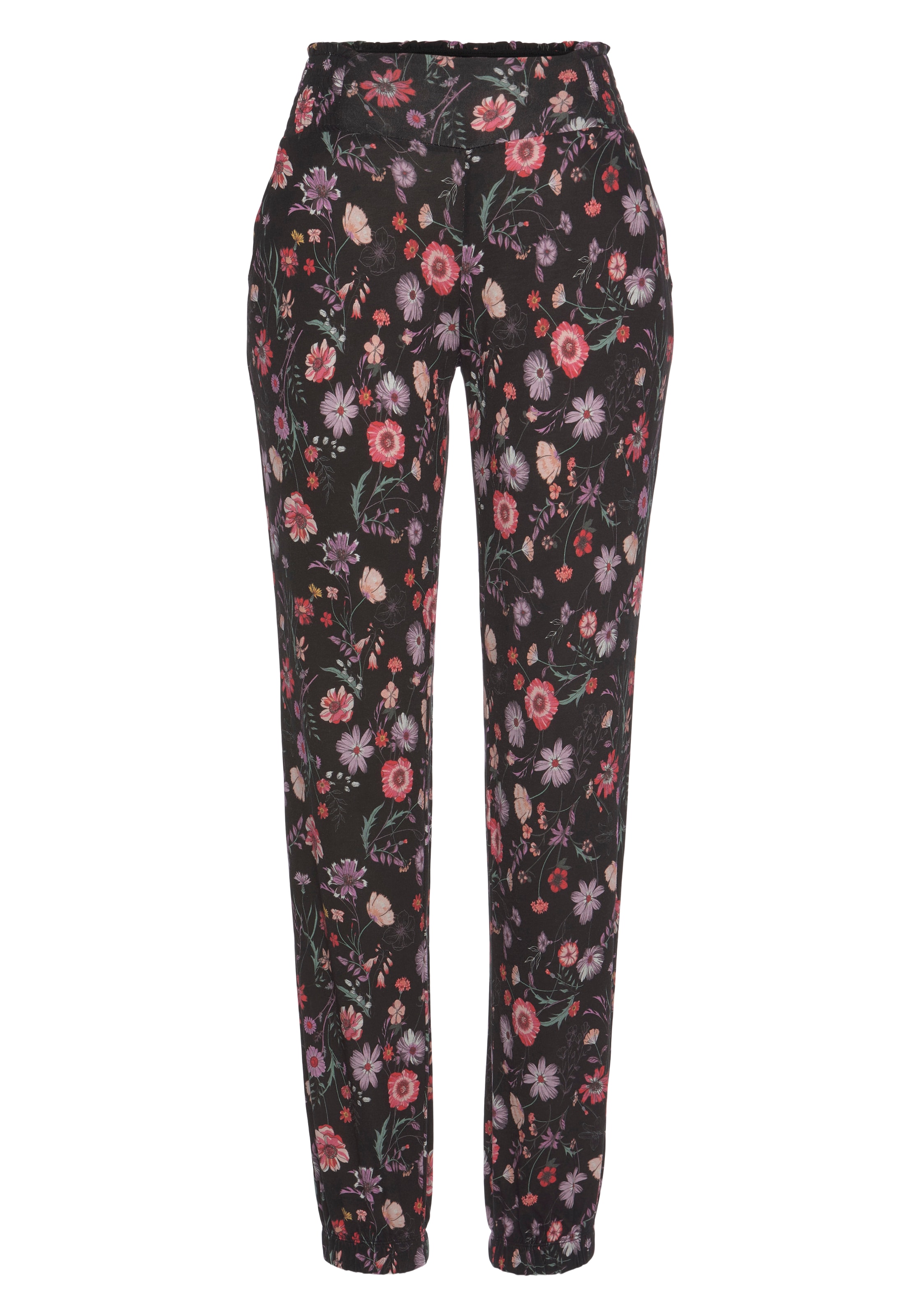 LASCANA Tapered Nadrág - fekete: elől