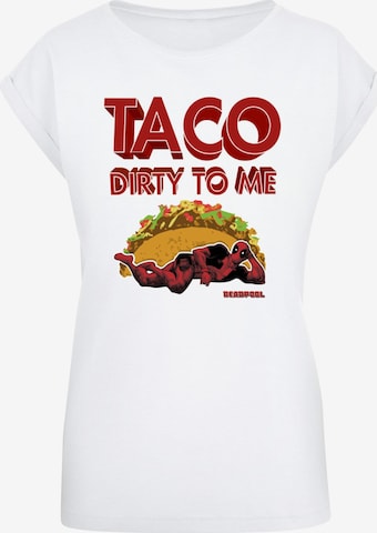 ABSOLUTE CULT T-Shirt 'Deadpool - Taco Dirty To Me' in Weiß: Vorderseite