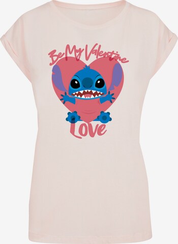 Maglietta 'Lilo And Stitch - Be My Valentine' di ABSOLUTE CULT in rosa: frontale