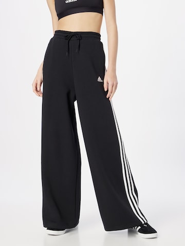 ADIDAS SPORTSWEAR Wide leg Sportbroek 'Essentials' in Zwart: voorkant