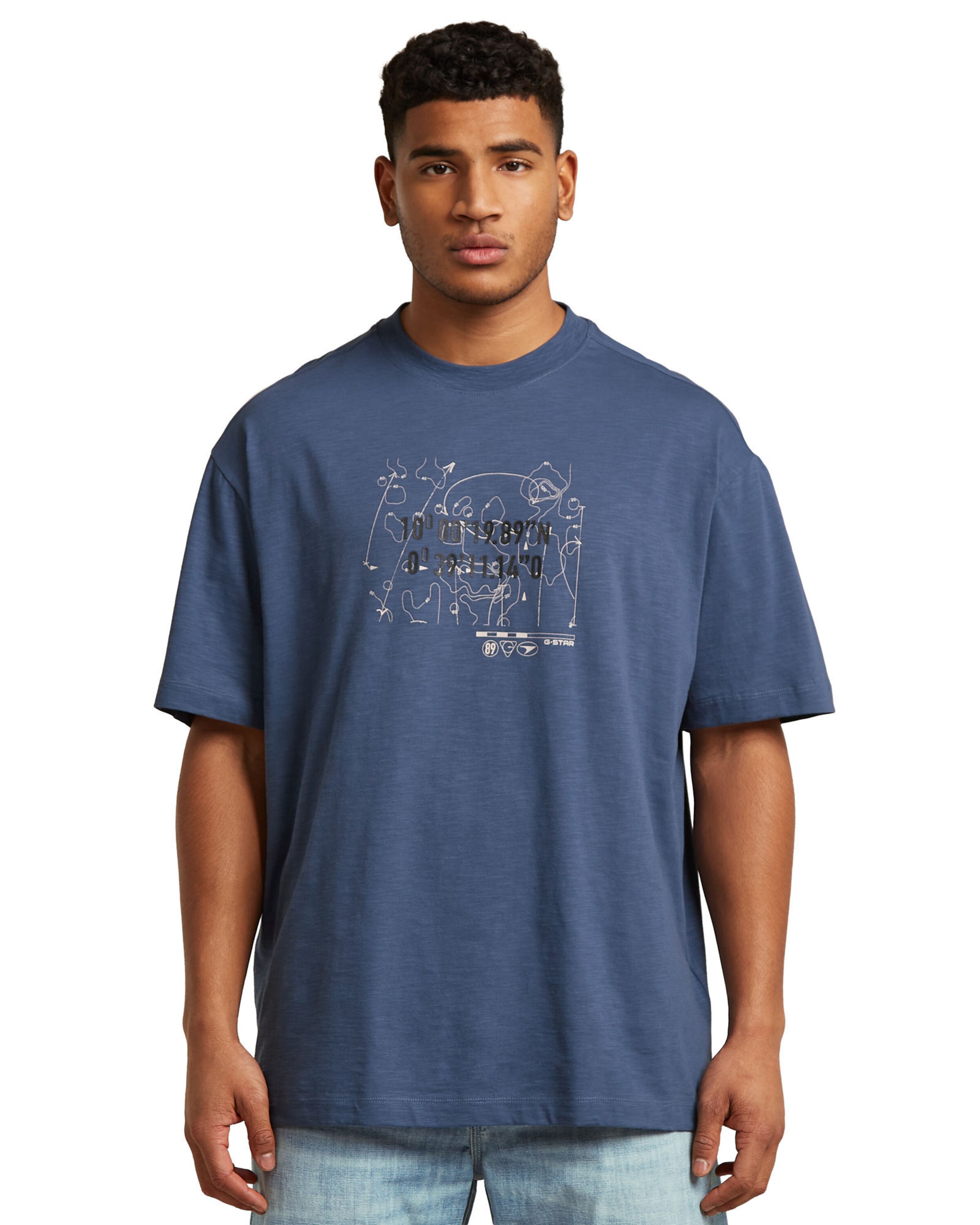 G-STAR T-Shirt - 'Coord Graphic Relaxed T-Shirt' in Blau: Vorderseite
