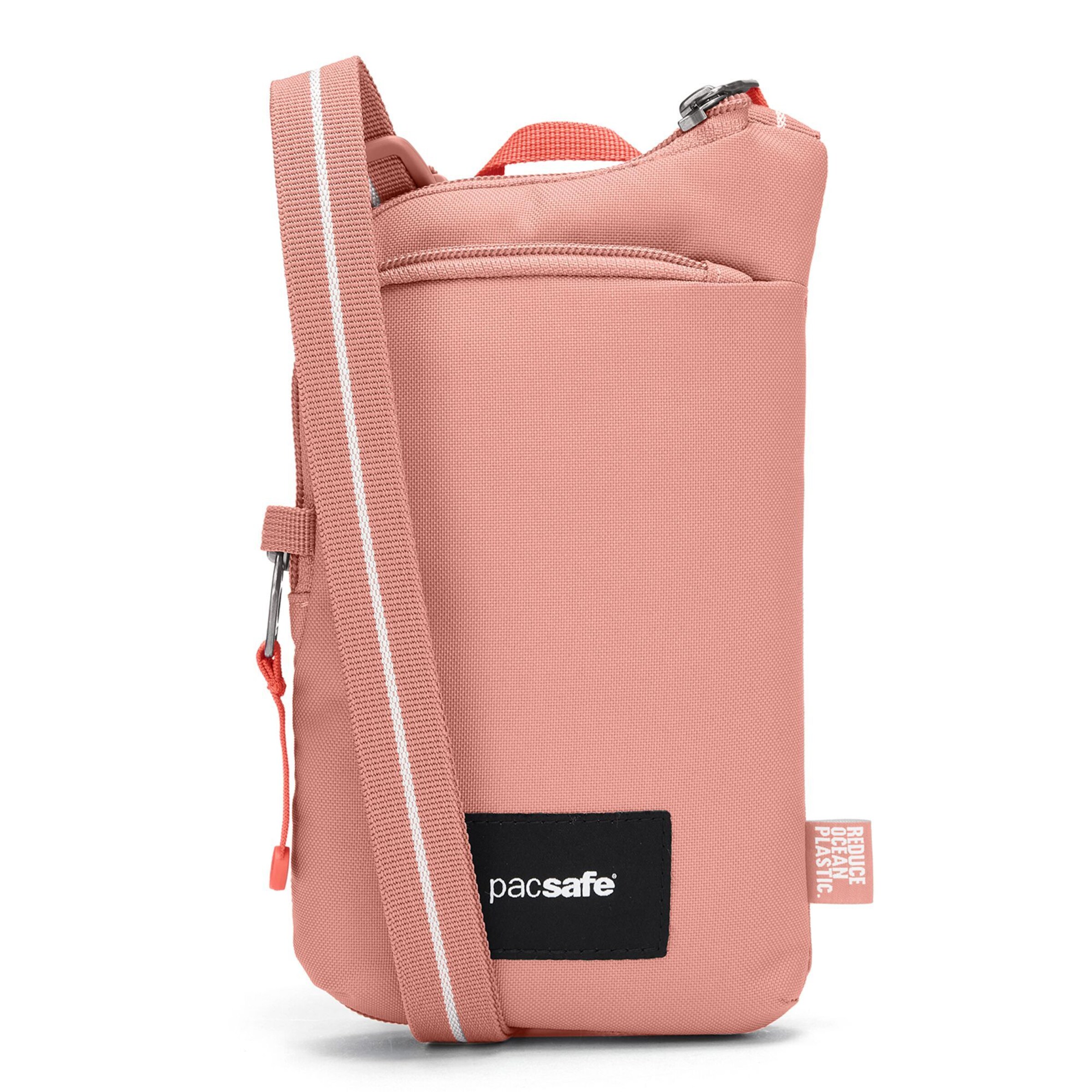 Pacsafe Schoudertas in Roze: voorkant