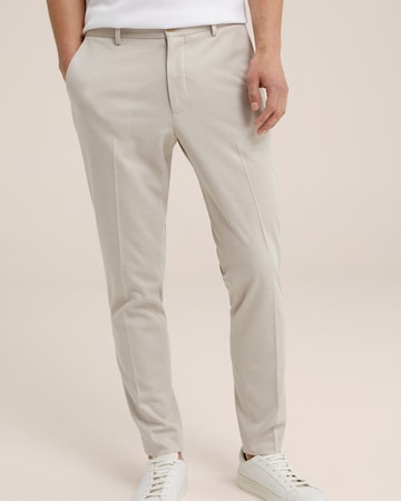 WE Fashion - Slimfit Pantalón de pinzas en beige: frente