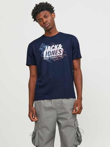 JACK & JONES قميص 'MAP' بلون أزرق: الأمام