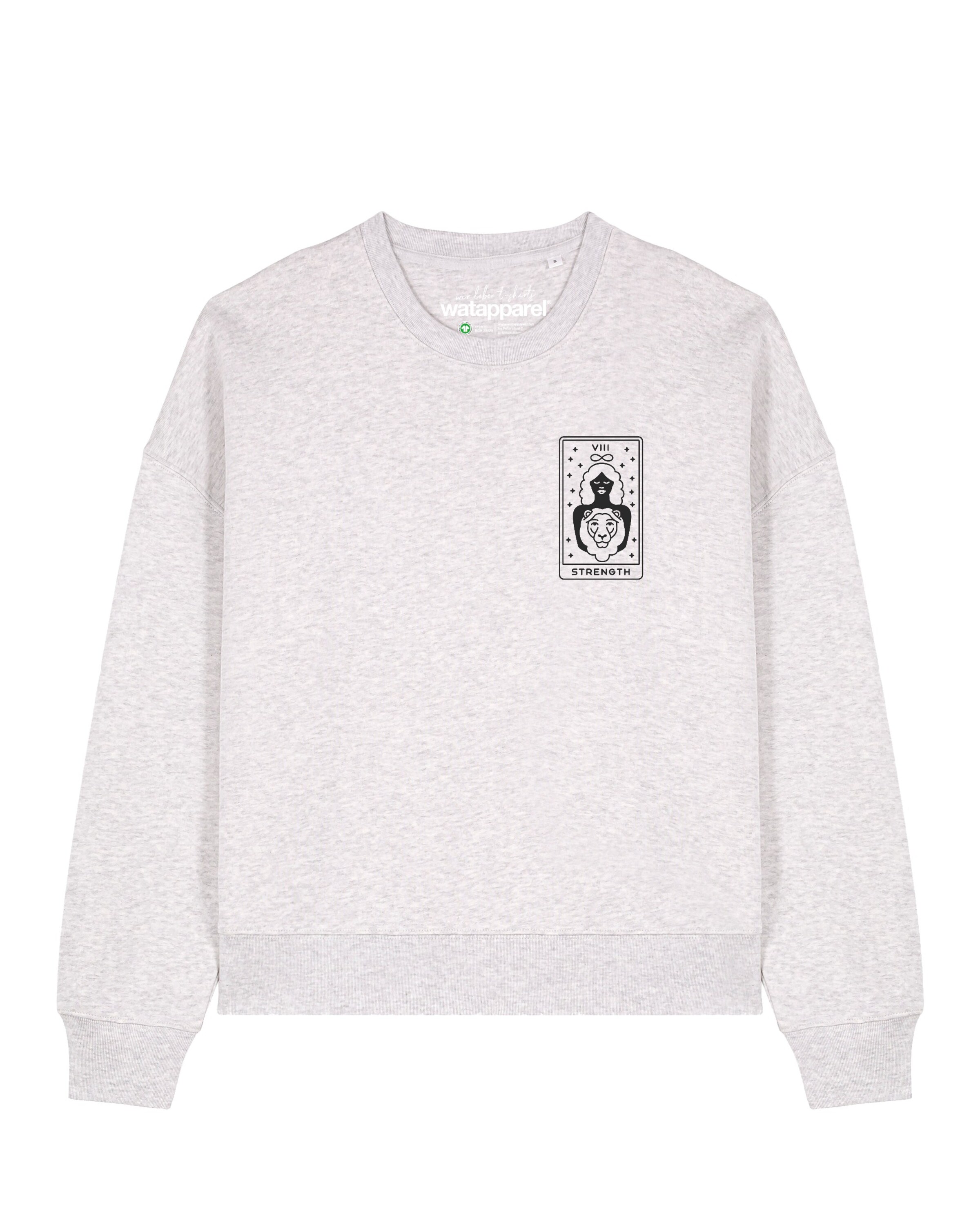 Felpa 'Tarot Strength' di Watapparel in grigio: frontale
