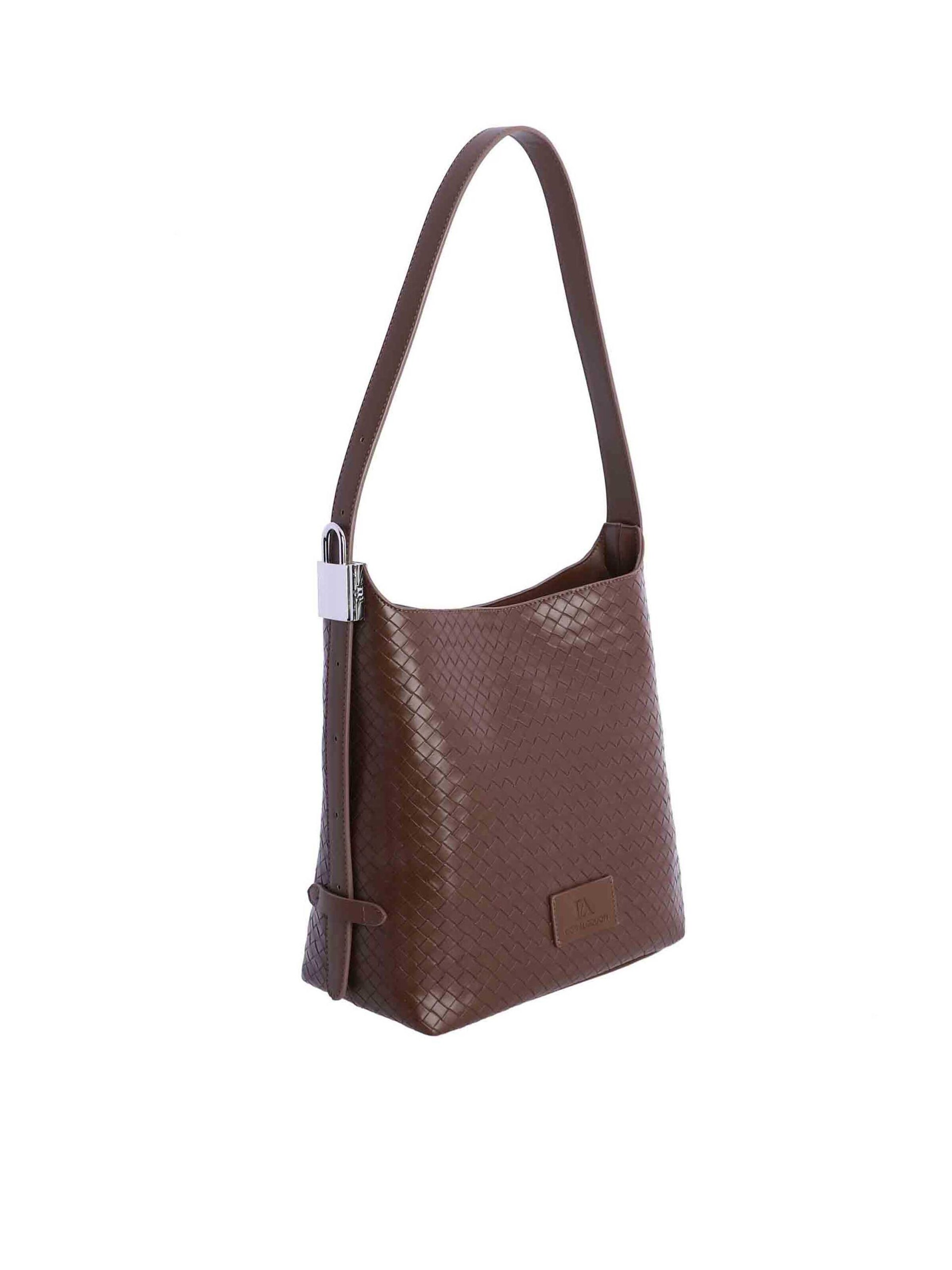 Don Algodon - Bolso de hombro 'Bolso de hombro para mujer Lipari de piel sintética con botón magnético' en marrón