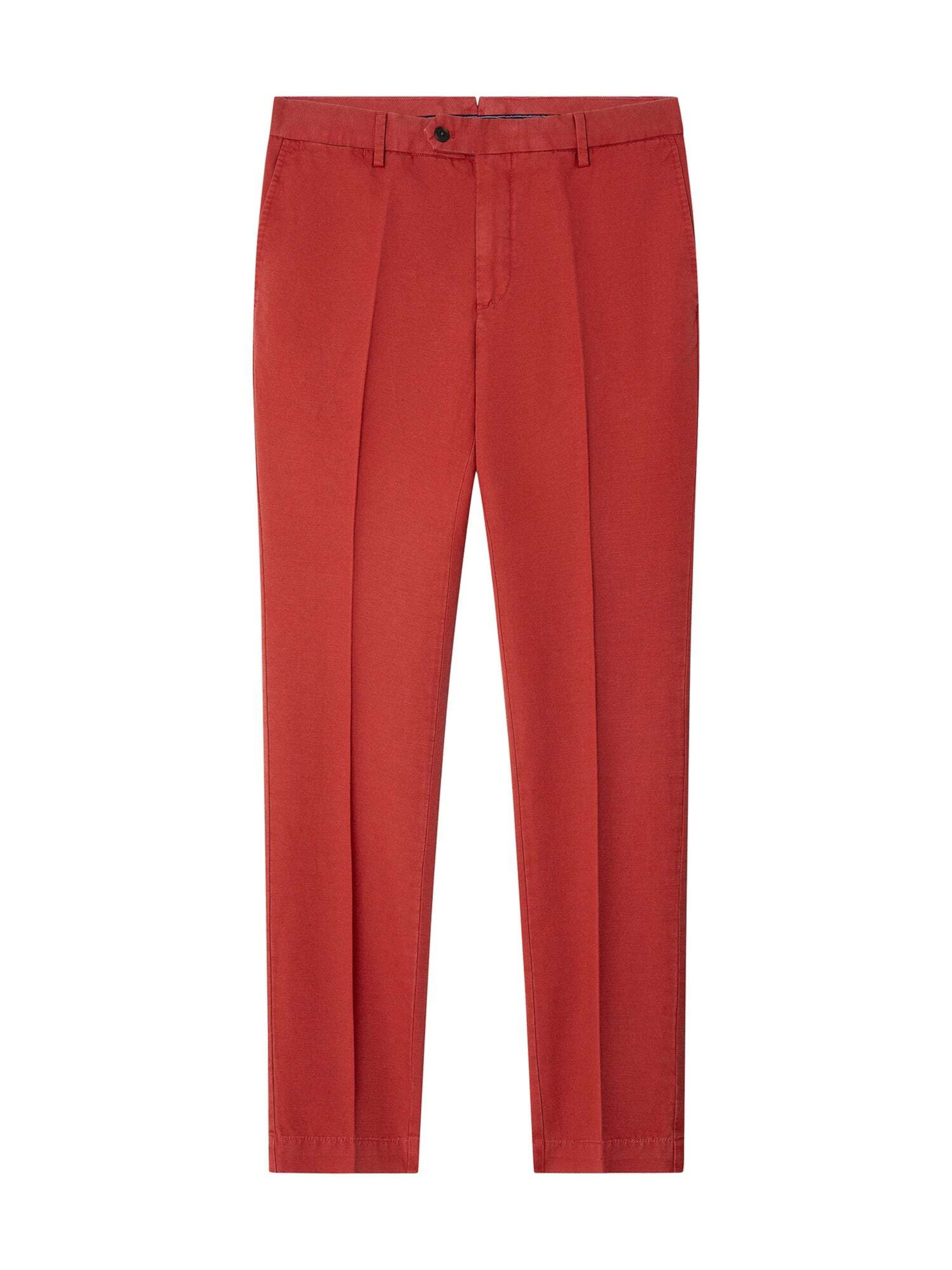 Hackett London Slim fit Trousers with creases in Red: front