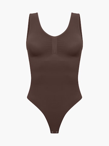 creamy Shapingbody 'Tank Bodysuit Sculpting Shapewear mit String' in Braun: Vorderseite