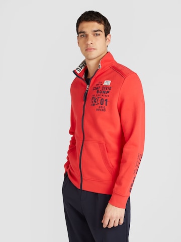 CAMP DAVID Sweat jacket in Red: front