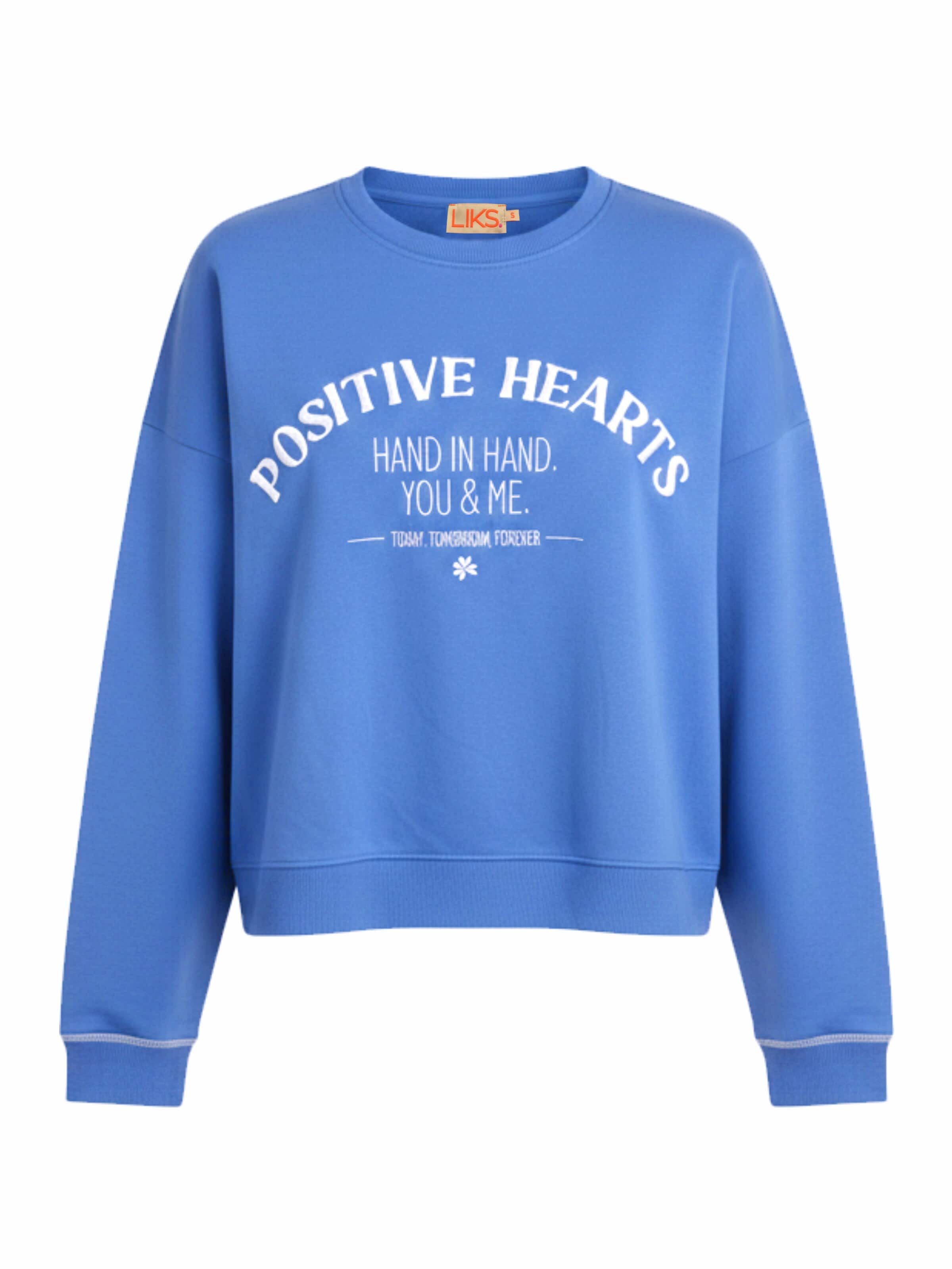 Sweat-shirt 'Sweatpullover mit Stickerei Positiv Hearts - SelinaC' LIKS. Munich en bleu : devant