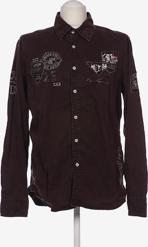 CAMP DAVID Button Up Shirt in M in Brown: front