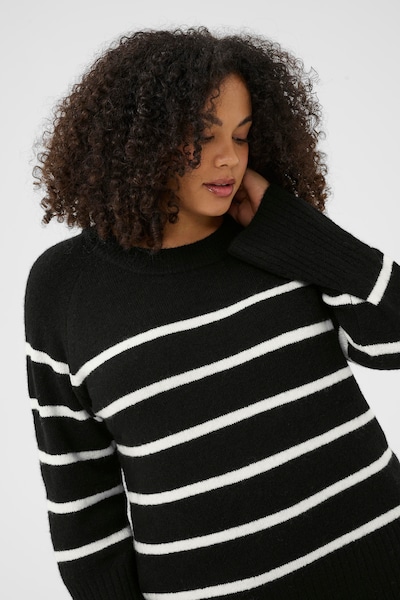 KAFFE CURVE Pullover 'KCerina' in schwarz / weiß, Produktansicht