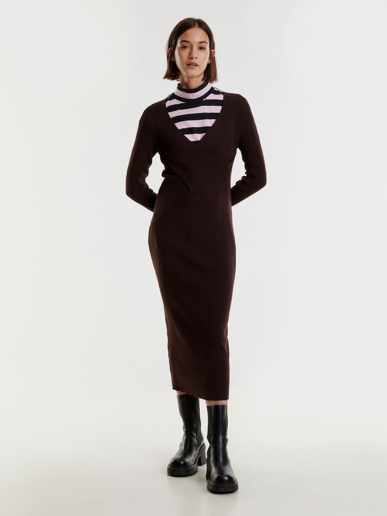 EDITED Producten Gebreide jurk 'Poppy' Bruin